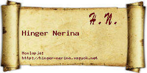 Hinger Nerina névjegykártya